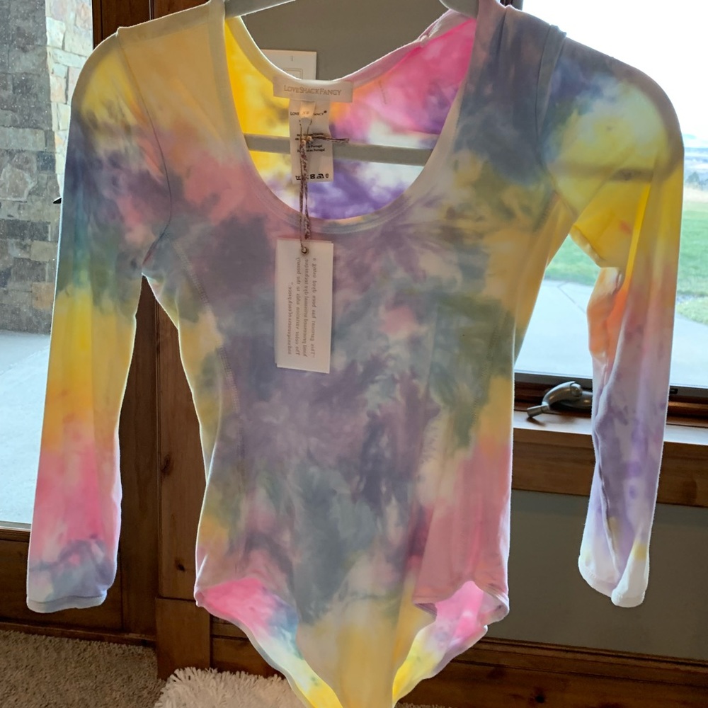 NWT loveshackfancy pastel tie dye helene bodysuit